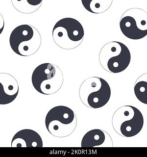 seamless pattern of hand drawn doodle sketch Yin Yang symbol Stock Vector
