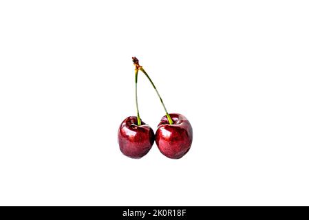 Red cherries isolated on white background. with clipping path Stock Photo