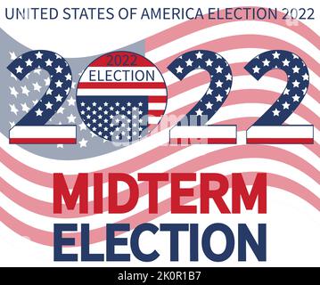 Day of mid-term elections. Vote 2022 USA, banner design. Election voting poster. Political election campaign Stock Vector