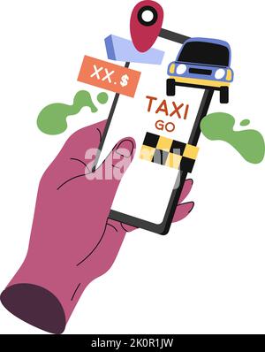 Telephone with taxi information application vector Stock Vector