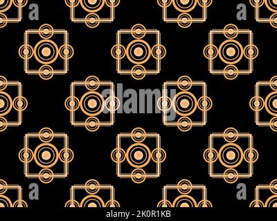 Art deco seamless pattern. Golden art line on black background. Vintage linear art. Design a template for wallpapers, banners and posters. The style o Stock Vector