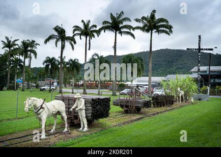 Tully Sugar Pioneer Memorial, beside the Tully Sugar Mill, Tully, North Queensland Australia. Stock Photo