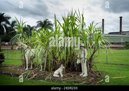 Tully Sugar Pioneer Memorial, beside the Tully Sugar Mill, Tully, North Queensland Australia. Stock Photo