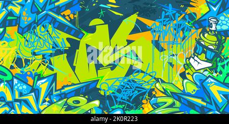 Cute Abstract Urban Street Art Graffiti Style Vector Illustration Background Template Stock Vector