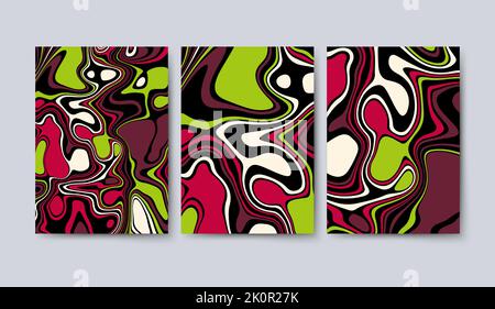 Modern cover design set. Abstract pattern of wavy lines, colorful waves and shapes. Creative collection for business background, brochure template Stock Vector