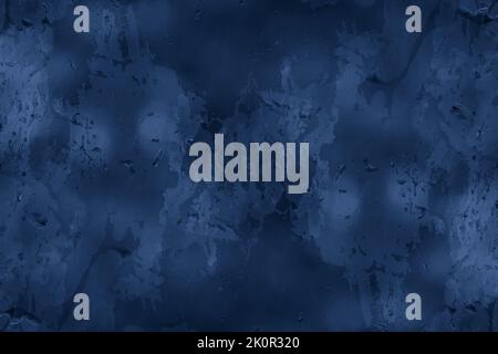 Blurred blue glass with water drops Stock Photo