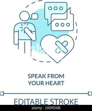 Speak from heart turquoise concept icon Stock Vector