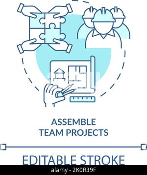 Assemble team projects turquoise concept icon Stock Vector