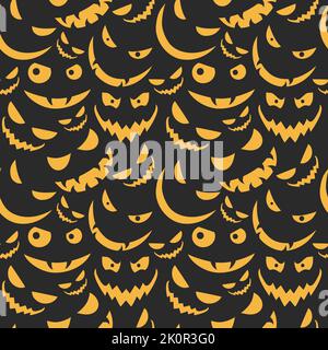 Pattern with retro 70s style Halloween elements.  Stock Vector
