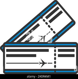 Icon Of Airplane Tickets. Editable Bold Outline With Color Fill Design. Vector Illustration. Stock Vector