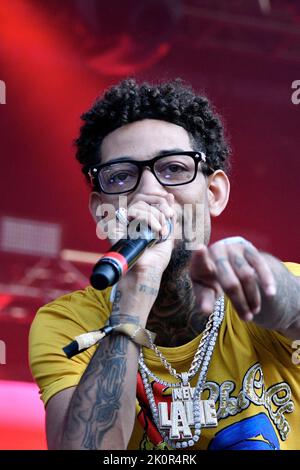 Dover, USA. 16th June, 2018. File: PnB Rock (Rakim Hasheem Allen) performs on state at the FireFly Music Festival at the Woodlands, in Dover, DE, USA, on June 16, 2018. Rakim Hasheem Allen of Philadelphia, PA dead in a robbery in Los Angeles on September 12, 2022. (Photo by Bastiaan Slabbers/Sipa USA) (Photo by Bastiaan Slabbers/Sipa USA) Credit: Sipa USA/Alamy Live News Stock Photo