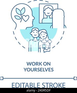Work on yourselves turquoise concept icon Stock Vector