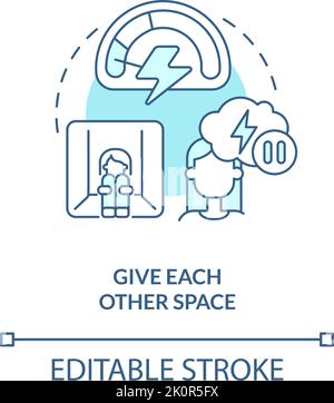 Give each other space turquoise concept icon Stock Vector