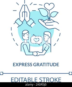 Express gratitude turquoise concept icon Stock Vector