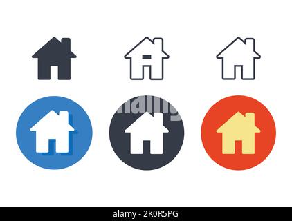 Set of home icons, concept of homepage on a website and real estate property rent Stock Vector