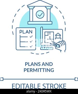 Plans and permitting turquoise concept icon Stock Vector