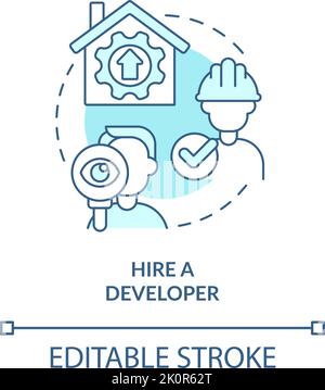 Hire developer turquoise concept icon Stock Vector