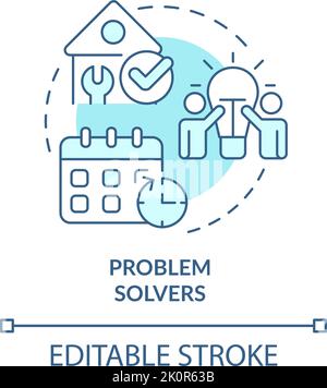 Problem solvers turquoise concept icon Stock Vector