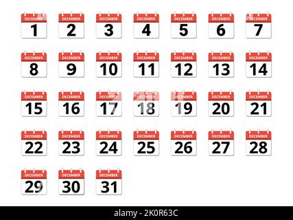 December month calendar set, concept of schedule, business and tasks Stock Vector