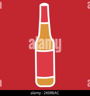A single cold beverage bottle flat icon vector design isolated on a square background Stock Vector