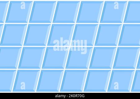 Blue square tile in diagonal arrangement. Bathroom or toilet ceramic wall or floor texture. Interior or exterior mosaic background. Indoor or outdoor surface decoration seamless pattern. Stock Vector