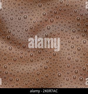 Chocolate seamless pattern with milkshake texture top view. Abstract vector background with bubbles. Cocoa and milk smoothie surface. Latte or coffee Stock Vector