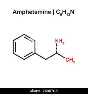 Amphetamine Molecule (C9H13N) Chemical Structure. Vector Illustration. Stock Vector