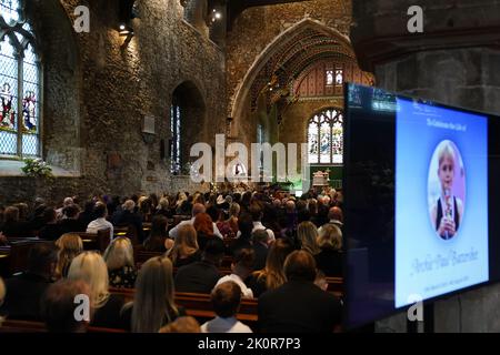 General view of the funeral of 12-year-old Archie Battersbee at St Mary's Church, Prittlewell, Southend-on-Sea, Essex. The young boy, who was at the centre of a life-support treatment fight during the summer, died on August 6. Picture date: Tuesday September 13, 2022. Stock Photo