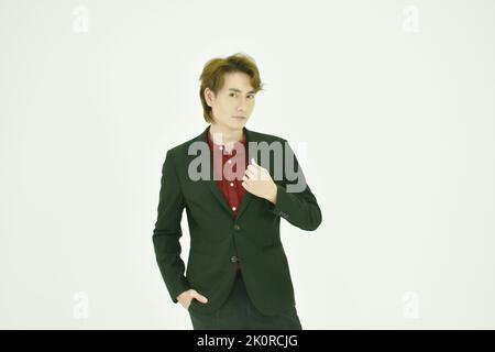 Asian business man portrait posting on white background Stock Photo