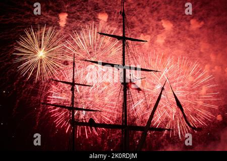 Amazing firework show from Tall Ship Race 2022 in Aalborg Stock Photo ...