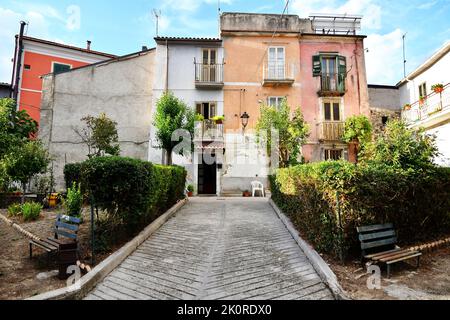 An old  house of Pratola Peligna, a medieval village in the Abruzzo region of Italy. Stock Photo