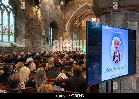 General view of the funeral of 12-year-old Archie Battersbee at St Mary's Church, Prittlewell, Southend-on-Sea, Essex. The young boy, who was at the centre of a life-support treatment fight during the summer, died on August 6. Picture date: Tuesday September 13, 2022. Stock Photo