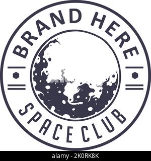 Space club vintage logo label monochrome vector illustrations for your work logo, merchandise t-shirt, stickers and label designs, poster Stock Vector