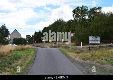 village Thür with street signs Stock Photo