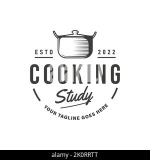 Retro style culinary vintage cooking illustration logo badge emblem design elements template Stock Vector