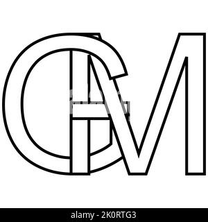 Logo sign gm mg icon nft interlaced letters g m Stock Vector