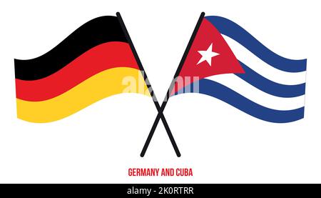 Germany and Cuba Flags Crossed And Waving Flat Style. Official Proportion. Correct Colors. Stock Vector