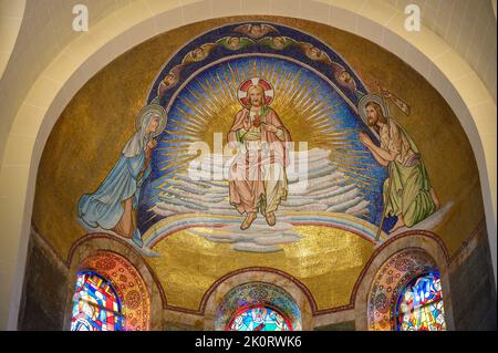 Apse depicting Christ in Majesty and His Most Sacred Heart adored by the Virgin Mary and John the Baptist. The Church of Saints Cosmas & Damian. Stock Photo