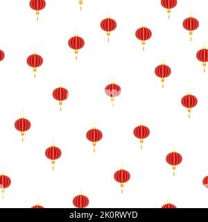 Chinese seamless pattern with feng shui red paper lantern Stock Vector