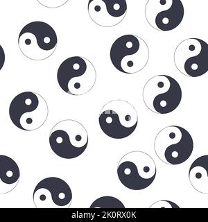seamless pattern of hand drawn doodle sketch Yin Yang symbol Stock Vector