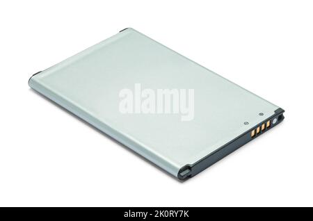 Lithium Phone Battery Cut Out on White. Stock Photo