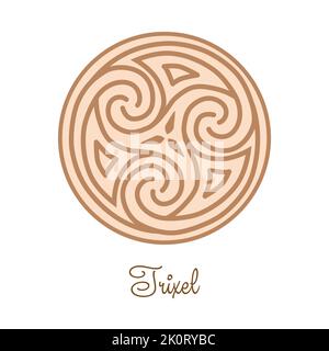 Trixel, a Slavic symbol decorated with an ornament in a wreath of Scandinavian weaving. Beige trendy, design with runes and sun Stock Vector
