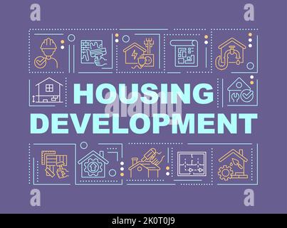 Housing development word concepts dark purple banner Stock Vector