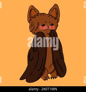 Hallowenn autumn embarrassed cute and nice bat illustration Stock Vector