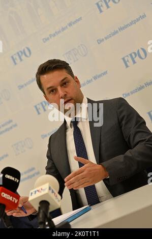 Vienna, Austria. 13th Sep, 2022. Press conference with FPÖ City Councilor Dominik Nepp Stock Photo