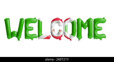 3d illustration of welcome-letter balloons in Burundi flag isolated on white background Stock Photo