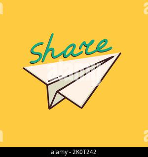 Share sticker for a social media, making a blog or vlog vector flat illustration. Set of cartoon icons for making internet content Stock Vector