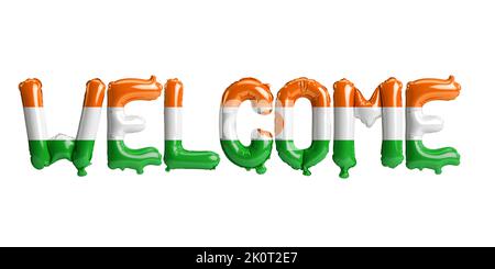 3d illustration of welcome-letter balloons in Niger flag isolated on white background Stock Photo