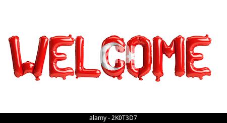 3d illustration of welcome-letter balloons in Turkey flag isolated on white background Stock Photo