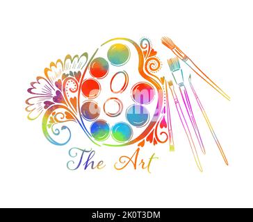 Abstraction of paint and brushes. Vector illustration Stock Vector